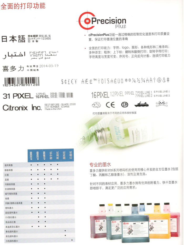 喜多力系列喷码机全面的打印功能
